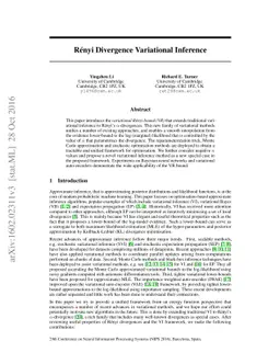 Rényi Divergence Variational Inference