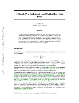 A Simple Practical Accelerated Method for Finite Sums
