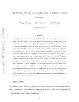 DECOrrelated feature space partitioning for distributed sparse
  regression
