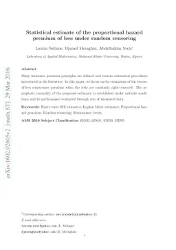 Statistical estimate of the proportional hazard premium of loss under
  random censoring