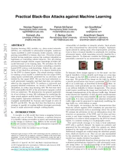 Practical Black-Box Attacks against Machine Learning