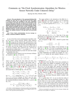 Comments on "On Clock Synchronization Algorithms for Wireless Sensor
  Networks Under Unknown Delay"