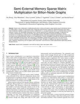 Semi-External Memory Sparse Matrix Multiplication for Billion-Node
  Graphs