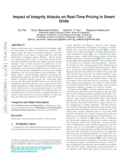 Impact of integrity attacks on real-time pricing in smart grids
