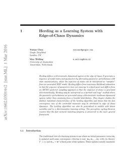 Herding as a Learning System with Edge-of-Chaos Dynamics