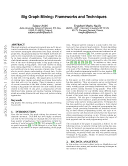 Big Graph Mining: Frameworks and Techniques