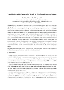 Local Codes with Cooperative Repair in Distributed Storage System