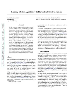 Learning Efficient Algorithms with Hierarchical Attentive Memory