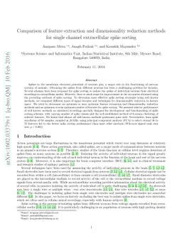 Comparison of feature extraction and dimensionality reduction methods
  for single channel extracellular spike sorting