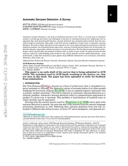 Automatic Sarcasm Detection: A Survey