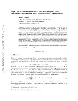 High-Dimensional Estimation of Structured Signals from Non-Linear
  Observations with General Convex Loss Functions