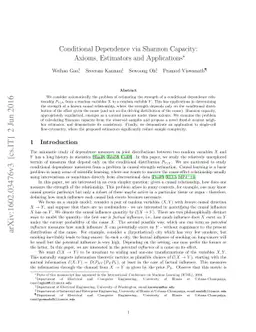 Conditional Dependence via Shannon Capacity: Axioms, Estimators and
  Applications