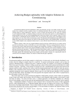 Achieving Budget-optimality with Adaptive Schemes in Crowdsourcing