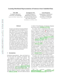 Learning Distributed Representations of Sentences from Unlabelled Data