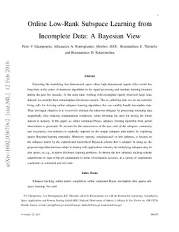 Online Low-Rank Subspace Learning from Incomplete Data: A Bayesian View