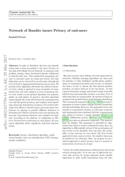 Network of Bandits insure Privacy of end-users