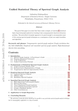 Unified Statistical Theory of Spectral Graph Analysis