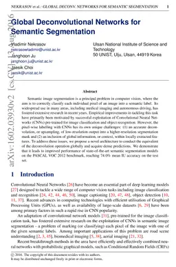 Global Deconvolutional Networks for Semantic Segmentation