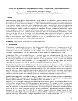 Image and Depth from a Single Defocused Image Using Coded Aperture
  Photography