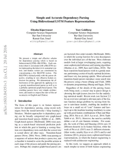 Simple and Accurate Dependency Parsing Using Bidirectional LSTM Feature
  Representations