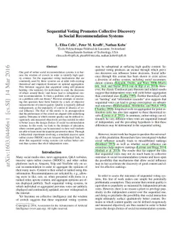 Sequential Voting Promotes Collective Discovery in Social Recommendation
  Systems