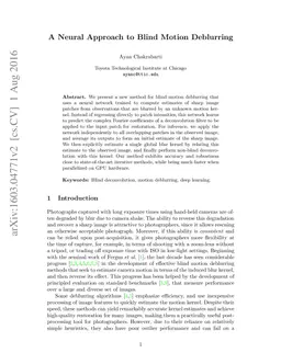 A Neural Approach to Blind Motion Deblurring