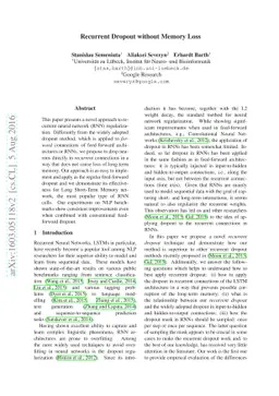 Recurrent Dropout without Memory Loss