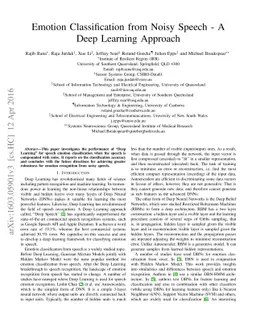 Emotion Classification from Noisy Speech - A Deep Learning Approach