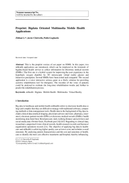 Preprint: Bigdata Oriented Multimedia Mobile Health Applications