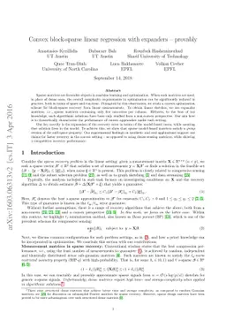Convex block-sparse linear regression with expanders -- provably