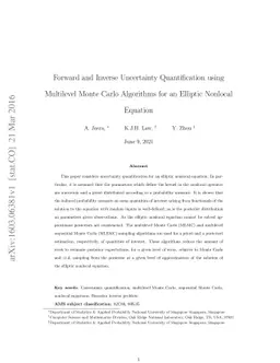Forward and Inverse Uncertainty Quantification using Multilevel Monte
  Carlo Algorithms for an Elliptic Nonlocal Equation