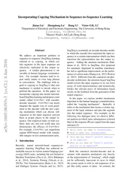 Incorporating Copying Mechanism in Sequence-to-Sequence Learning