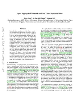 Input Aggregated Network for Face Video Representation