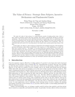 The Value of Privacy: Strategic Data Subjects, Incentive Mechanisms and
  Fundamental Limits