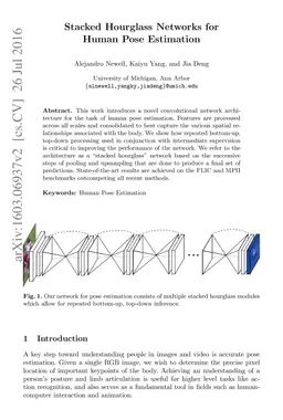 Stacked Hourglass Networks for Human Pose Estimation