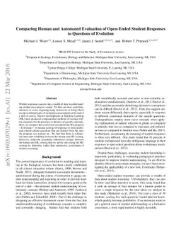 Comparing Human and Automated Evaluation of Open-Ended Student Responses
  to Questions of Evolution