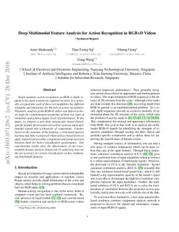 Deep Multimodal Feature Analysis for Action Recognition in RGB+D Videos