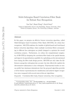 Multi-Subregion Based Correlation Filter Bank for Robust Face
  Recognition