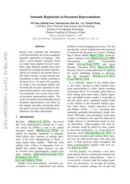 Semantic Regularities in Document Representations