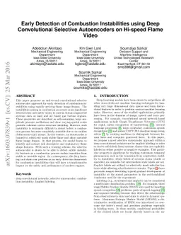 Early Detection of Combustion Instabilities using Deep Convolutional
  Selective Autoencoders on Hi-speed Flame Video