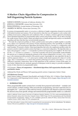 A Markov Chain Algorithm for Compression in Self-Organizing Particle
  Systems