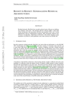 Resnet in Resnet: Generalizing Residual Architectures