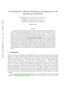 On the Detection of Mixture Distributions with applications to the Most
  Biased Coin Problem