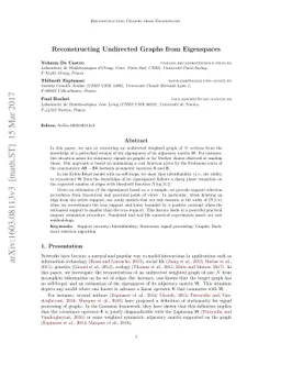 Reconstructing undirected graphs from eigenspaces