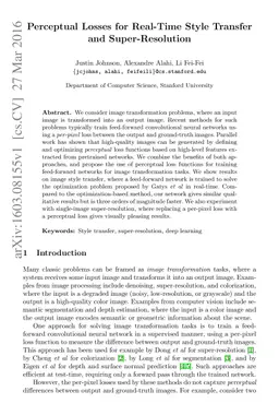 Perceptual Losses for Real-Time Style Transfer and Super-Resolution