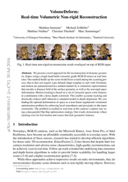 VolumeDeform: Real-time Volumetric Non-rigid Reconstruction