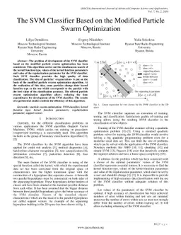 The SVM Classifier Based on the Modified Particle Swarm Optimization
