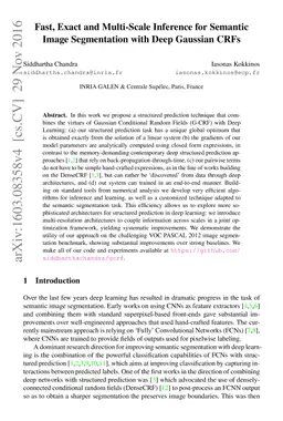 Fast, Exact and Multi-Scale Inference for Semantic Image Segmentation
  with Deep Gaussian CRFs