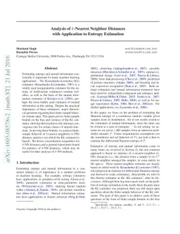 Analysis of k-Nearest Neighbor Distances with Application to Entropy
  Estimation