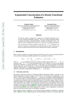 Exponential Concentration of a Density Functional Estimator